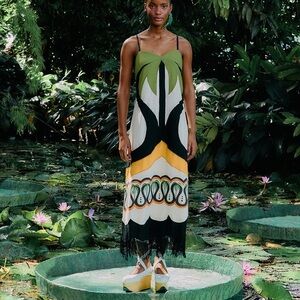 FARM Rio Off-White Coconut Tree Flow Dress
